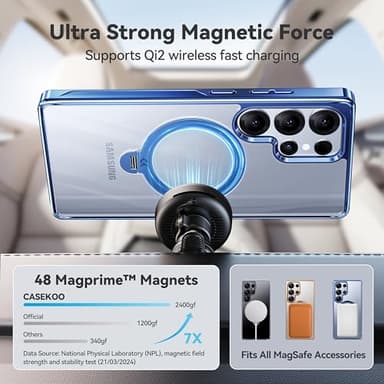 CASEKOO Magnetic 360 Stand & Polish Titanium Blue for Samsung Galaxy S25 Ultra Case, 16FT Military Protection, Fit for MagSafe, Protective Slim S25 Ultra Case with Kickstand Ring 6.9" - Image 4