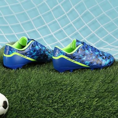 DREAM PAIRS Boys Girls Soccer Cleats Youth Firm Groud Athletic Outdoor Trainning Football Shoes for Little/Big Kid,Size 6 Big Kid,Navy/Blue/Black/Neon Green,HZ19003K - Image 4