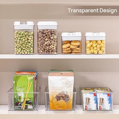 Vtopmart 4 Pack Food Storage Organizer Bins, Clear Plastic Bins for Pantry, Kitchen, Fridge, Cabinet Organization and Storage, 4 Compartment Holder Packets, Snacks, Pouches, Spice Packets - Image 2