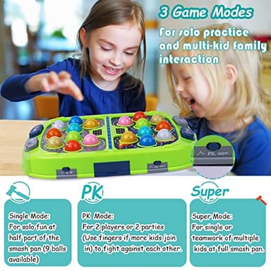 Hammer Mole Game for Toddler, Toys for 3-12 Year Old Boys and Girls, Whack Game for Kids,Gifts for 3 4 5 6+ Year Old Boys, Interactive Educational Toys with Sound and Light, PK Mode with 2 Hammers - Image 4