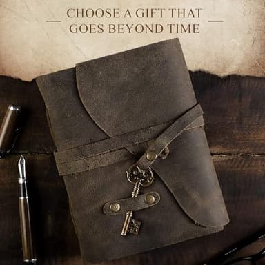 Vintage Leather Journal Lined Pages with Key - Antique Handmade Deckle Edge Vintage Paper Leather Bound Journal - Book of Shadows Journal - Leather Sketchbook - Drawing Journal - Great Gift - Image 6