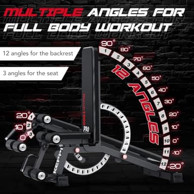 Keppi 1200LB Weight Bench, Heavy Duty Bench1000 PRO Adjustable Workout Bench Press Set for Home Gym Strength Training, Removable Foot Catch for Incline Flat Decline Sit Up Bench for Full Body Fitness - Image 2