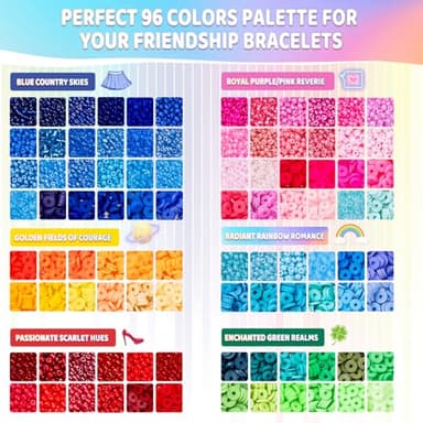 Goldwise Friendship Bracelet Kit 6 Boxes, Bracelet Making Kits with 48 Colors Clay Beads, 48 Colors Glass Seed Beads and 4 Styles Letter Beads (A-Z) with Charms for Bracelet Making Gift - Image 4