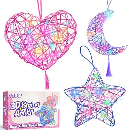 Stocking Stuffers Gifts for Kids, Arts and Crafts for Kids Girls Ages 8-12, Christmas Crafts Gifts for Kids, 3D String Art Kit for Kid, Light Up String Toys, Birthday Gift for Girls Ages 8-12 - Image 1