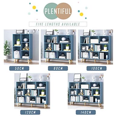 IOTXY Wooden Open Shelf Bookcase - 3-Tier Floor Standing Display Cabinet Rack with Legs, 10 Cubes Bookshelf, Bright Blue - Image 7