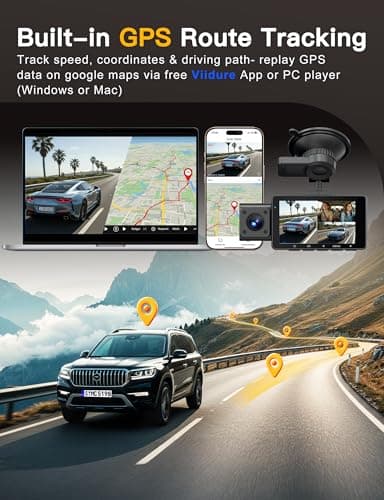 QCONTROL® 4K 5G WiFi 3 Channel Dash Cam Front and Rear Inside, 4K+1080P+1080P Dash Camera for Cars, GPS Dashcam, Car Camera with 3-Inch Screen, IR Night Vision, 24Hr Parking Mode, G-Sensor, 64GB Card - Image 6