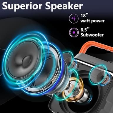 VTSGN Portable Bluetooth Karaoke Machine for Adults – PA System with 2 Wireless Microphones, Disco Lights, Perfect for Outdoor Parties & Family Gatherings (Orange C1) - Image 6