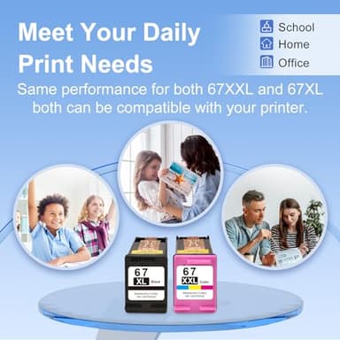 67XL HP Printer Ink for HP Ink 67 Replacement for HP 67 Ink Cartridges Black/Color Combo Pack HP67 DeskJet 2755e 2855e 2700 2800e 2700e 4255e 4155e Envy 6055e 6000 6455e 6400 Printer Ink HP 67 XL - Image 8