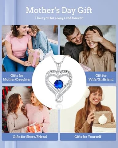 Mkhhy Gifts for Wife Silver Necklace for Women Anniversary Wife Birthday Gift Ideas Infinity Heart Sapphire Birthstone I Love You Womens Jewelry for Her Girlfriend Birthday Mom Daughter September - Image 6