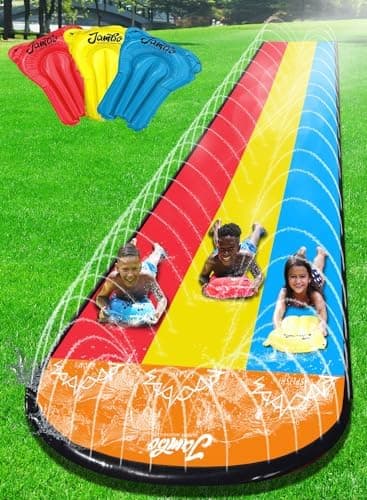 JAMBO 25Ft Premium XXL Slip Splash and Slide with 3 Bodyboards, Heavy Duty Water Slide- Advanced 3-Way Sprinkler System, Splash Mat Splash Pad Backyard Waterslide Outdoor Water Toys n Slides for Kids - Image 3