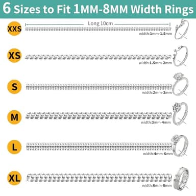 Ring Size Adjuster for Loose Rings,12 Pack-6 Sizes Ring Guards Fitter Resizer,Invisible Coil Wrap Ring Tightener for Women & Men, Spacers Inserts Make Rings Smaller Without Resizing (Clear) - Image 3