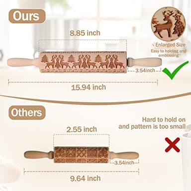 Embossed Rolling Pin, OLETNY Large Wood Textured Roller for Baking, Cookies, Decorative Pattern Rolling Pins, Christmas Gifts for Mother, Grandmother, and Friends (Elk) - Image 2