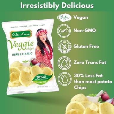 Veggie Chips Herb & Garlic (6 Pack of 3 Ounce Individual Bags) - Gluten Free, Non-GMO, Vegan, Zero Trans Fats – Wai Lana - Image 7