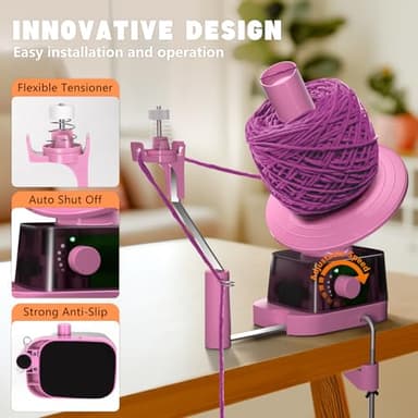 CozyBomB™ Yarn Winder | Electric Yarn Ball Winder, 13 oz Dual Strong Tension Knit Spinner for Crocheting, Automatic Crochet Wheel for Knitting Birthday Gift, Swift Weaving Ball Yarning Cake Roller - Image 4
