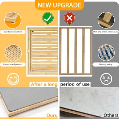 Golener Stone Drying Mat for Kitchen Counter, Dish Drying Pad with Bamboo Rack, Super Absorbent Diatomaceous Earth and Drying Rack, Multi-purpose Quick Drying Mat Rack for Kitchen, 16”x12”, Dark Grey - Image 4