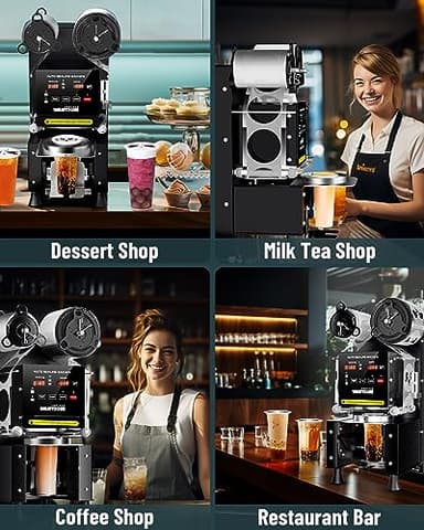 WantJoin Cup Sealing Machine Full Automatic Cup Sealer Machine 90/95mm Electric Cup Sealing Machine 500-600 Cups/H Digital Control LCD Panel Cup Sealer for Bubble Milk Tea Coffee Black - Image 7