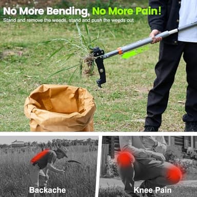 SOOTFRO Weed Puller Tool - Stand Up Weed Puller with 4-Claw Steel Head, 39"-46" Retractable Handle & Easy-Eject Mechanism for Dandelions, Clover & More, No Bending or Kneeling - Image 4