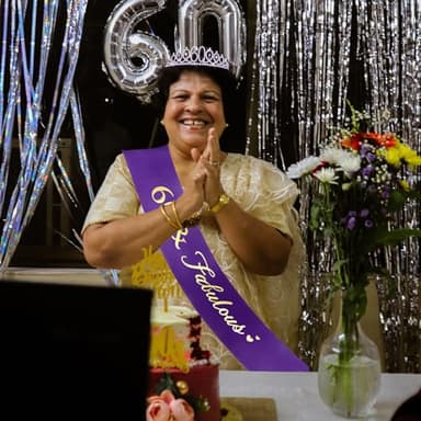 CIEHER 60th Birthday Crown and Sash - Purple 60th Decorations Women's 60 & Fabulous Sash - Image 2