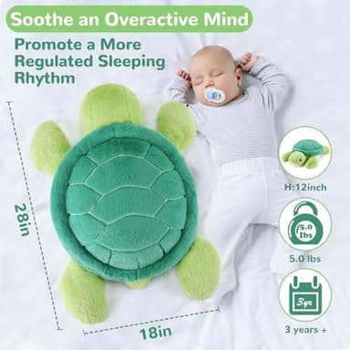 gnomantic Turtle Weighted Stuffed Animals - 28 Inch 5.0 Pounds Weighted Plushies Sea Turtle Stuffed Animal - Large Tortoise Plush Pillow - Cute Plush Toy Gifts for Kids & Adults (28" 5.0 lbs) - Image 5