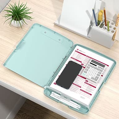 Rimilak Plastic Clipboard with Storage, 8.5 x 11 High Capacity Folio Nursing Case with Pen Holder, Size 14.2 x 9.6 x 1.2″ Folder Side-Opening for Classroom, Teacher, Smooth Writing, Dark Green - Image 7