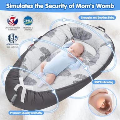 BUTOA Baby Lounger - Baby Lounger for Newborn 0-24 Months, Breathable & Soft Baby Nest, Portable and Lightweight Lounger for Home and Travel, Ideal Newborn Babies Essentials - Image 2