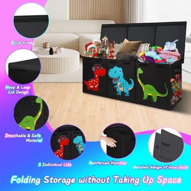 Mabahoo Extra Large Toy Box Chest, Collapsible Storage Organizer with Lids, Sturdy Dinosaur Toybox for Boys Girls, 40"x16"x16" Kids Storage Bin Box Baskets for Living Room, Playroom, Bedroom, Nursery - Image 5