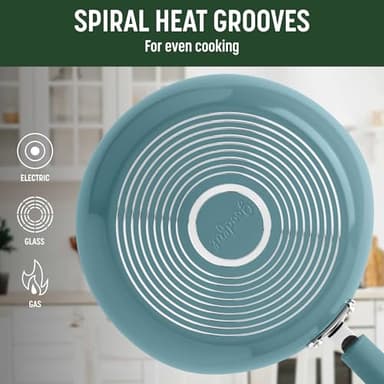 Goodful Ceramic Nonstick Pots and Pans Set, Premium Ceramic Coating Made without PFOA, PTFE or PFAS, Dishwasher Safe, 12-Piece, Turquoise - Image 4