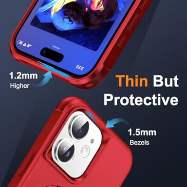 SKYLMW Compatible with iPhone 12 Case & iPhone 12 Pro Case 6.1" with Invisible Magnetic O-Ring Stand [Compatible with Mag-Safe][Great Grip Feeling], Red - Image 6