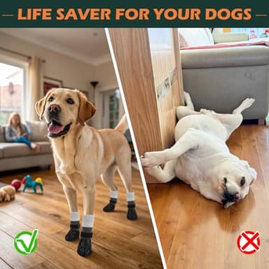 EXPAWLORER Anti Slip Dog Socks to Prevent Licking Paws,Dog Shoes for Hot Pavement, Dog Booties for Hardwood Floors, Dog Boots & Paw Protectors with Grippers for Small Medium Large Senior Dogs Black XL - Image 4