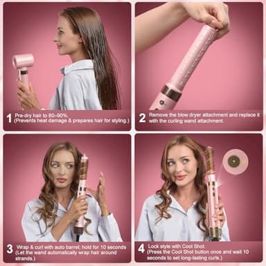 Mythsight StyleVibe™ 6-in-1 Air Styler, Hair Dryer & Blow Dryer Brush with Auto Wrap Curl L/R, Fast Drying, Smooth Blowouts, Root-Lift Volume, No Heat Damage Frizz-Free Thermal Brush with Travel Bag - Image 8