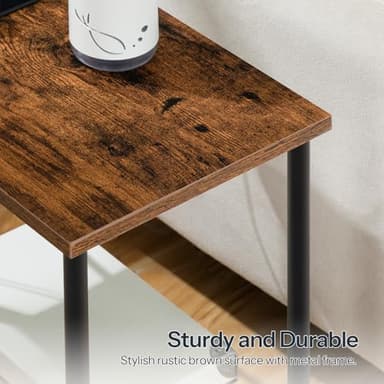 HOOBRO Side Table with Charging Station, End Table with USB Port and Outlet, Nightstand with 2-Layer Storage Shelves for Small Spaces, Living Room, Bedroom, Stable Frame, Rustic Brown BF09UBZ01 - Image 9