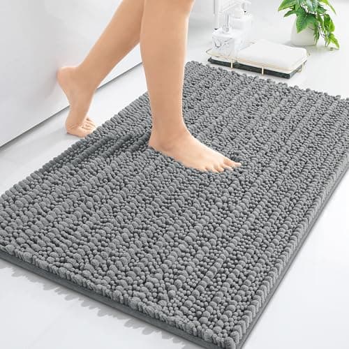 Arotive Luxury Chenille Bathroom Rug Mat, Extra Soft Thick Absorbent Shaggy Bath Rugs, Non-Slip Machine Wash Dry, Plush Bath Mats for Bathroom, Shower and Tub, 36x24, Grey - Image 1