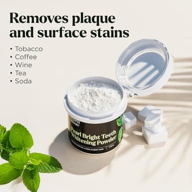 Lagunamoon Teeth Whitening Powder, 50g Bright Pearl Spearmint Flavor - Natural Teeth Whitening, Polish, Stain Remover - Alternative to Toothpaste, Tooth Powder for Sensitive Teeth - Image 4