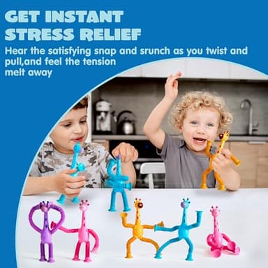 JOYIN 4 Pcs Pop Tubes Suction Cup Giraffe Toys, Autism Sensory Gifts Fidget Toys for Kids Toddler Boys Girls Year Ages 3 4 5 6 7 8 9 10 Birthday Party Favors Kids Travel Classroom Prize - Image 7