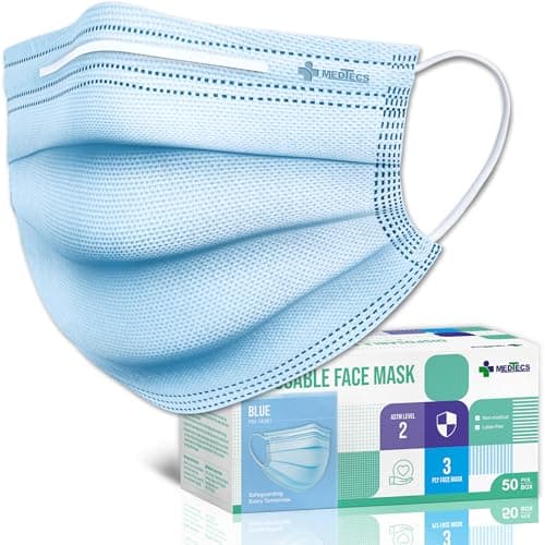 Medtecs Face Mask Disposable – Available in 50 & 2,000 pcs – ASTM Level 1, 3-Ply Breathable, Soft Fit – Adult Size – Ideal for Commuting & Daily Wear - Image 1