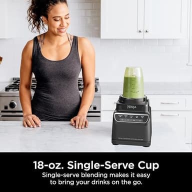 Ninja Blender, Kitchen System for-Smoothie, Frozen, Extract, Chop & Dough, Pitcher, 8-cup Food Processor Bowl, Smoothie Cup, Ninja Total Crushing, 1200 Watt, BPA Free, Dark Grey, BR601AMZ - Image 4