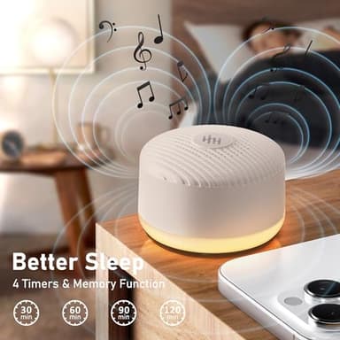 Portable Sound Machine & Night Light, White Noise Sound Machine for Baby & Adults with 12 Selected Sounds - Rechargeable, Memory Function, Timer - Sleep Soother, Home & Travel, Light Khaki - Image 2