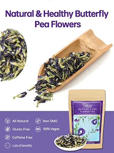 TeeLux Butterfly Pea Flower Tea, Non-GMO, Pure Natural Butterfly Pea Tea, Premium Dried Butterfly Pea Flower for Blue & Purple Drinks and Food Coloring, 1.76 Oz - Image 2