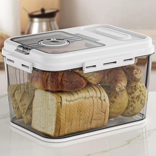 Olimingse Bread Box For Kitchen Countertop, Airtight Bread Storage Container, Bread Keeper For Homemade Bread, Cookies, Cereal, Fruits, 10L White. - Image 1