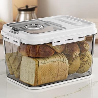 Olimingse Bread Box For Kitchen Countertop, Airtight Bread Storage Container, Bread Keeper For Homemade Bread, Cookies, Cereal, Fruits, 10L White. - Image 1