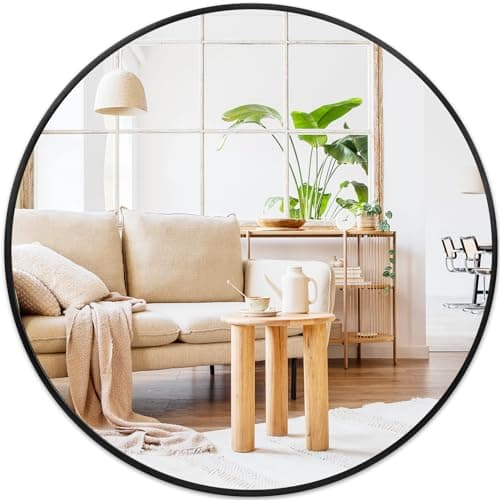 Fabuday Black Round Mirror 30 Inch - Large Circle Mirror for Bathroom, Living Room, Hallway, Entryway, Matte Aluminum Frame Circular Mirrors for Wall Decor - Image 1