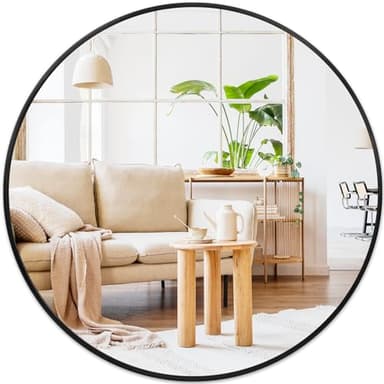 Fabuday Black Round Mirror 30 Inch - Large Circle Mirror for Bathroom, Living Room, Hallway, Entryway, Matte Aluminum Frame Circular Mirrors for Wall Decor - Image 1