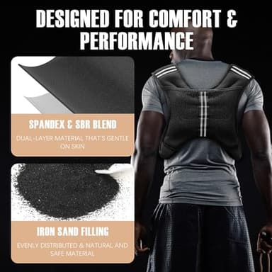 NATURELUX Weighted Vest with Reflective Stripe and Adjustable Buckle Straps, Black, 25 lbs - Image 4