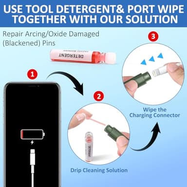 Ordilend for iPhone Cleaning Kit for Charging Port Cleaner, Multi-Tool iPhone Cleaner Repair Lightning Cable, cell Phone Cleaning Kit for iPad, Connector, Speaker, Airpod with Storage Case, Army Green - Image 6