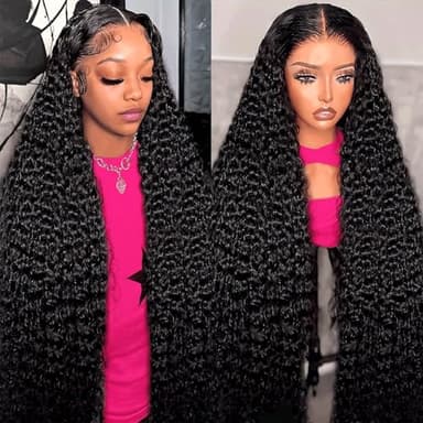 Nervoss 30 Inch Deep Wave Lace Front Wigs Human Hair 200% Density 13x6 HD Transparent Deep Curly Lace Front Wigs for Women Pre Plcked Glueless Wigs with Baby Hair - Image 1