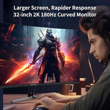 SANSUI 32-Inch Curved Gaming Monitor WQHD 2560 x 1440 180Hz Curved 1500R -Fast VA,1ms(OD), HDR, 300nits, sRGB 125%, DCI-P3 95%, FreeSync, HDMI x2, DP1.4x2(DP Cable Included) - Image 9