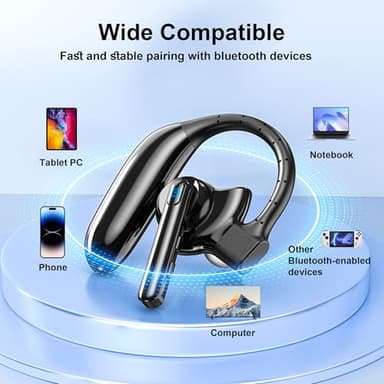 Bluetooth Headset Dual-Mic V5.4 Wireless Bluetooth Earpiece Noise Canceling Hands-Free Headphones 14 Hours Talking Time 140H Standby for Cell Phones iPhone Android Trucker,Office,Driving,Business - Image 7