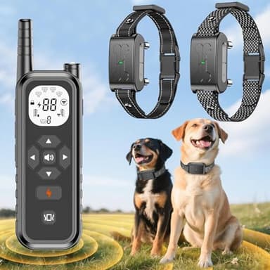Wireless Dog Fence Electric Fence 185 Days Standby Training Collar, Flash Light & Waterproof Portable Dog Perimeter Collar with 3 Training Mode for 2 Dog Large Medium Upgraded Dark Grey for 2 Dog - Image 1