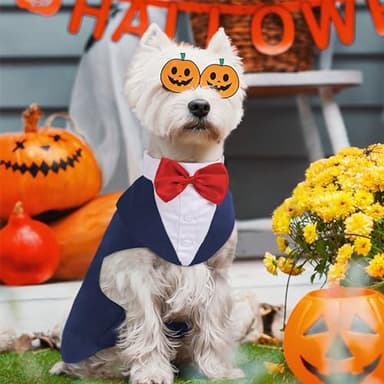 PUMYPOREITY Tuxedo for Large Dogs, Tuxedo and Bandana Set, Formal Wedding Attire, Gentleman Attire With Bowtie for Valentines Christmas Birthday, 2 Pieces/Pack, L, Blue - Image 6