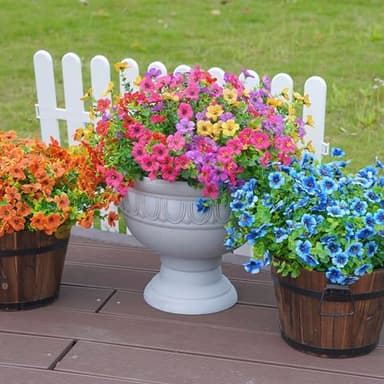 Ivydale Artificial Faux Flower Plants for Outdoor Outside Spring Summer Decoration, Faux Silk UV Resistant Look Real Colorful Daisy Bundles for Planter Front Door Porch Patio Window Box - Image 6